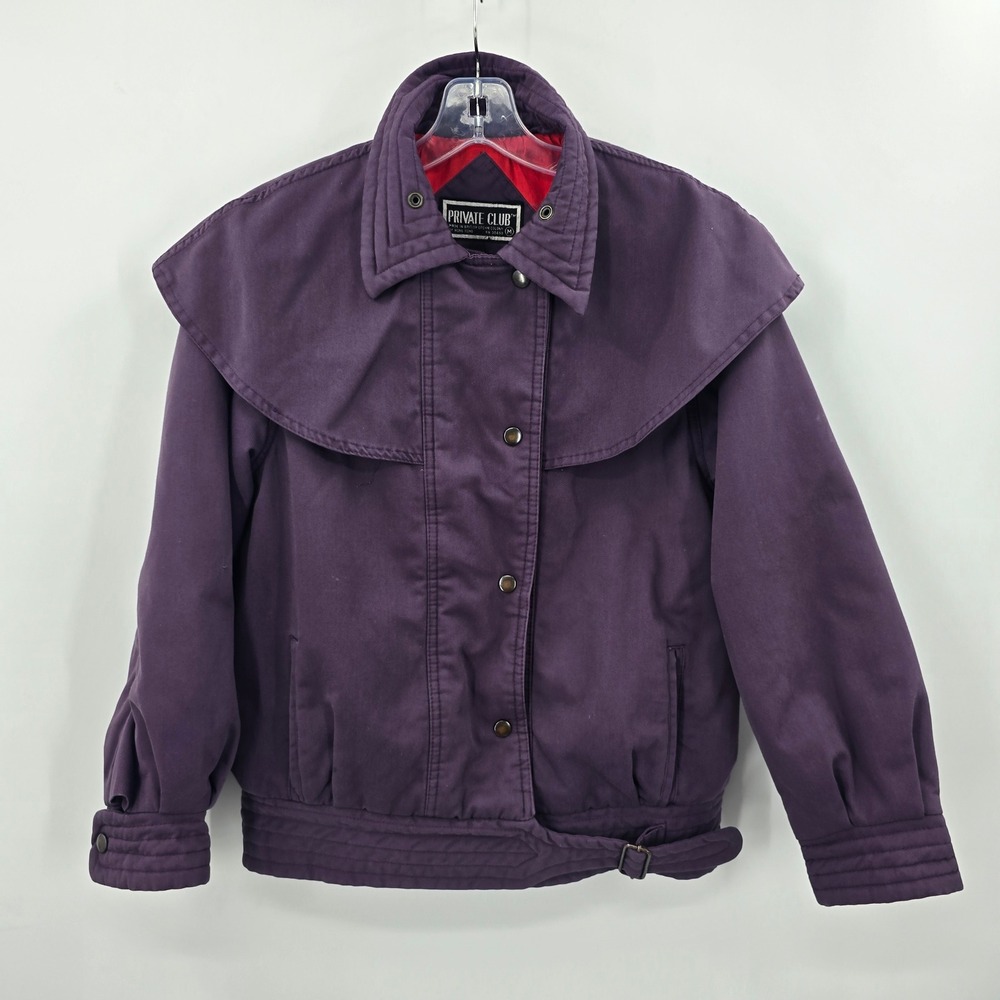 Vintage Private Club‎ Jacket Womens M Purple Cape Bomber Jacket 80s Western